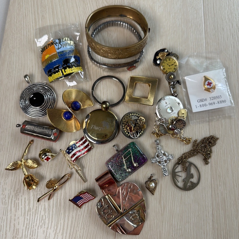 Mixed Lot Of Jewelry ~ Pins Necklace Bracelets